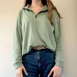 American Eagle AHH-MAZINGLY SOFT Quarter Zip - Sage Green Size Small